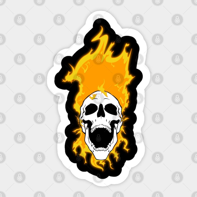 Flaming Skull Sticker by UnheardVariable